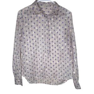 J. Crew Womens S Anchor Print Long Sleeve Button-Up Shirt Cotton Nautical